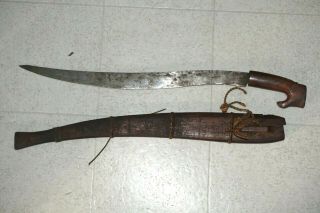 Ww2 Bolo Knife Machete & Hand Carved Sheath Philippines Large 25 1/2 "