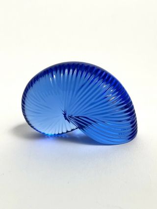 Baccarat France Vintage Nautilus Shell Cobalt Blue Crystal Paperweight