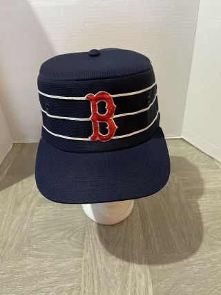 Vintage Blue Boston Red Sox Snapback Pill Box Hat Ball Cap Sz L Never Worn Korea