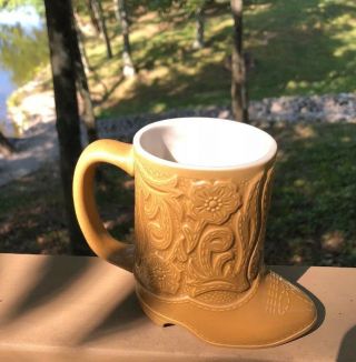 Detailed Western Ceramarte Vintage Cowboy Boot Mug Stein Made In Brazil