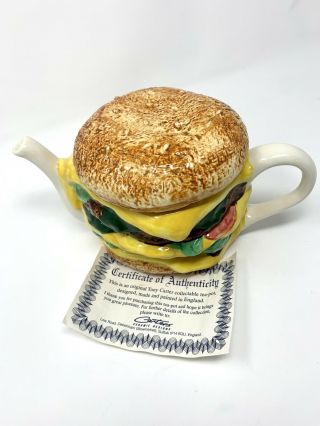 Rare Vintage Tony Carter Cheeseburger Novelty Teapot
