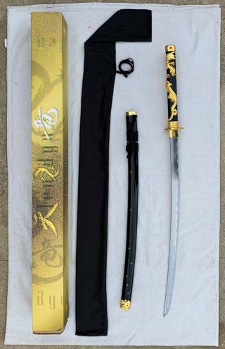Ten Ryu Handmade Oriental Samurai Katana Sword & Scabbard,  Sharp Carbon Steel
