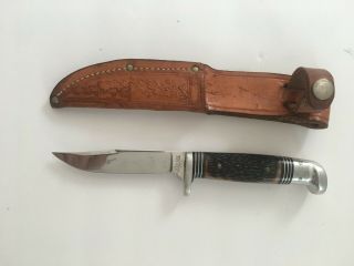 Vintage Western Knife,  7 ",  In Leather Sheath
