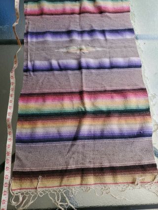 Vintage Mexican Weaving Textile Rug Blanket 45”x 20” pre owned A3 2