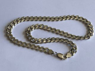 Vintage Solid 925 Silver Heavy Curb Link Chain 49.  6 Grams 18 Inch Mens Ladies