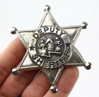 Vintage Toy Western Deputy Sheriff Tin Metal Badge Vending Machine Prize Japan