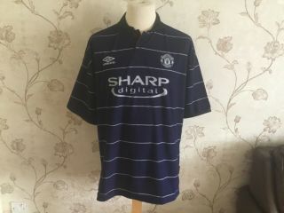 1999 - 2000 Manchester United Away Shirt,  Vintage,  Umbro Xl