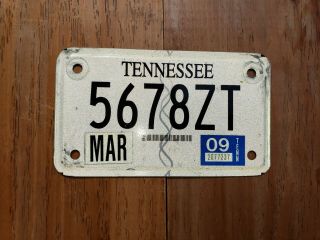 2009 Tennessee License Plate Motorcycle 5678 Zt