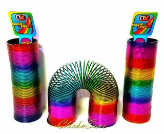 2 X 15cm Large Rainbow Magic Spring Coil Slinky Fun Toy Stretching 10m Bouncing