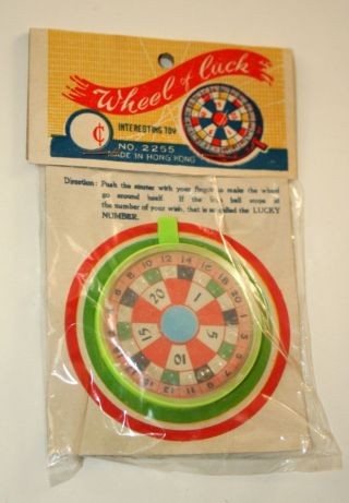 Dime Store Toy Plastic Spin Wheel Of Luck 1960s Nos Color Varies Hong Kong