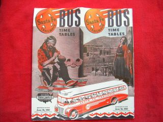 1941 Santa Fe Trail Bus System Brochure.  Santa Fe Railroad Bus Line