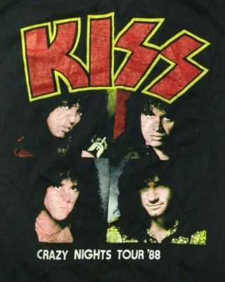 Kiss Crazy Nights Europe Vintage 80s T Shirt Screen Stars Single Stitch Unworn L