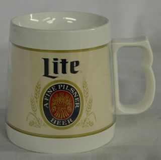 Vintage Miller Lite Beer Brewing Company Thermo Serv Mug Cup Made In Usa