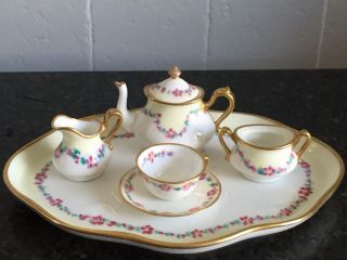 Stunning Vintage Handpainted Crown Staffordshire Porcelain Miniature Tea For On