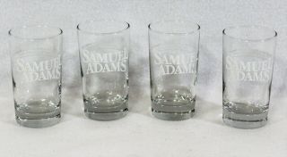 Samuel Adams Barware Beer Tasting Glasses Set Of 4 Clear White Label 4.  25 " Tall