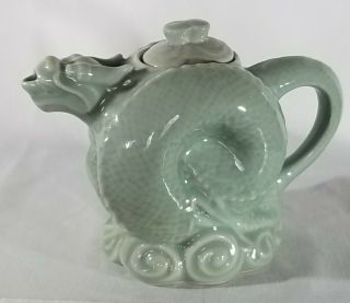Vintage Dragon Teapot Celadon Green Porcelain Asian