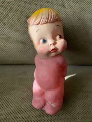Vintage 1956 Dreamland Creations Girl Pink Long Johns Rubber Doll Squeaky Toy