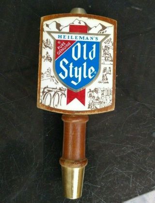 Vintage Heileman’s Wooden Screw On Old Style Beer Tap Handle,  Bar Decor
