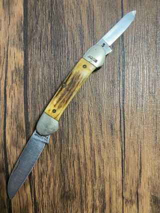 VINTAGE SCHRADE I XL WOSTENHOLM STAG CANOE 2 Bladed POCKET KNIFE Rare 3