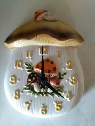 Vintage 1978 Sears Roebuck Merry Mushroom Ceramic Wall Clock