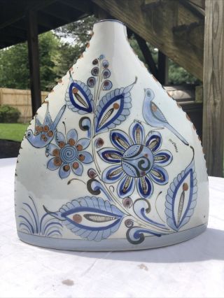 Vintage Tonala El Palomar Mexican Pottery Vase Signed By Ken Edwards