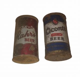 Oconto & Rahrs Flat Top 1950’s - 1960’s Steel Beer Cans Set Of 2
