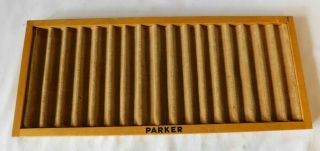 Vintage Early Parker Pen Tray 333 Wood Wooden 17 Pen Holder Advertising Display