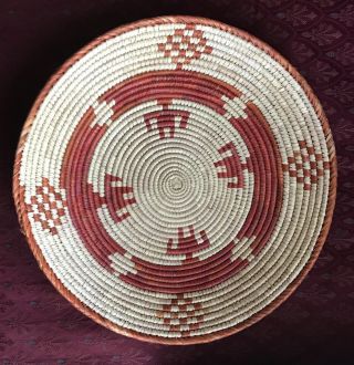 Vintage Southwest Style Native American Woven Basket With People Decoration