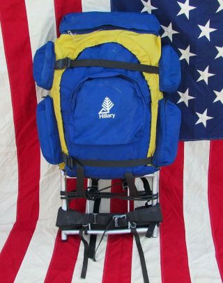 Vintage Hillary External Frame Nylon Backpack Hiking Mountaineering Pack Camping