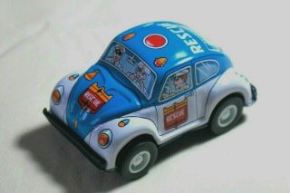 Japan Vintage Tin Toy Sanko Friction 3 " Volkswagen Beetle Rescue Police Car