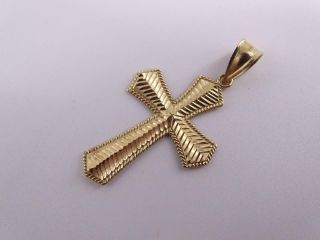 Vintage 14k Solid Yellow Gold Necklace Cross Crucifix Pendant Charm 1.  4 Grams