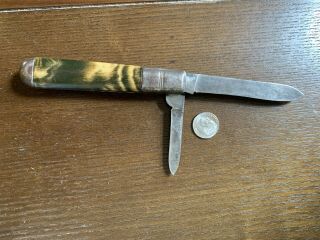 Antique Or Vintage 2 Sheffield England Blades Unusual Handle Pocket Knife