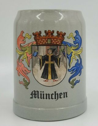 Vintage Stoneware Munchen W.  Germany 0.  5l Gerz Beer Stein -
