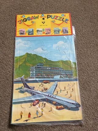 Vintage Light Card Boac Vc 10 Airplane Jigsaw Hong Kong Bagged Paper Header