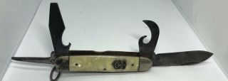 Vintage Bsa Boy Scout Pocket Knife With " Be Prepared " Shield - Rare Pearl Handle