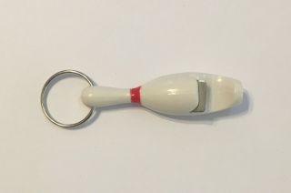 Budweiser Beer Bowling Pin Bottle Opener Keychain Key Chain White 2.  75 inch 2