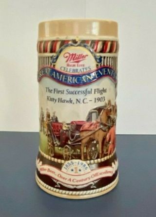 1986 Miller High Life Beer Stein Great American Events First Flight Kitty Hawk
