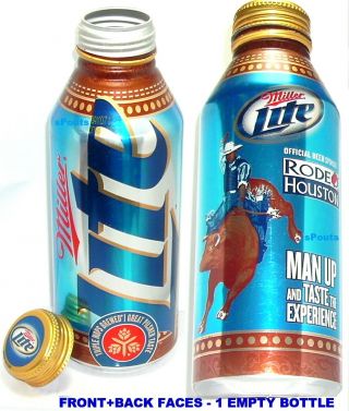 2012 Rodeo Bull Ride Houston Texas Miller Cowboy Sports Aluminum Bottle Beer Can