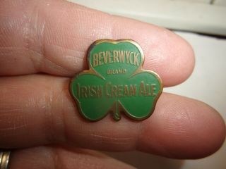 1930 ' s Beverwyck Brand Irish Cream Ale Brass Pinback - Albany,  NY 3