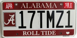 University Of Alabama Crimson Tide License Plate Tag