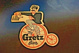 Gretz - Vintage High Wheel Bicycle Beer Coaster 5 Inch Philadelphia Pennsylvania