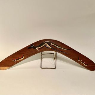 Hand Painted Bunabiri Australian Aboriginal Large Boomerang With Kangaroo,  18”