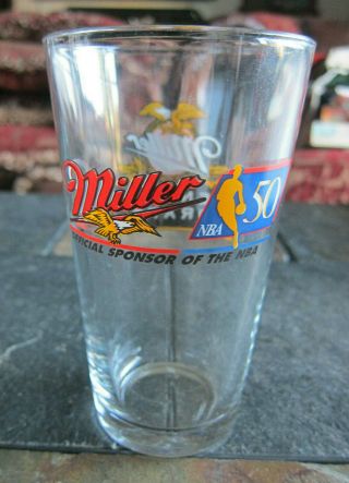 1996 Nba 50th Miller Draft Pint Beer Glass Brewery Brewing Basketball