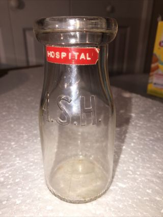 Vintage Milk - A.  S.  H.  (allentown State Hospital).  Rd,  1/2 Pint,  Embossed