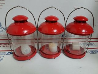 Three,  3 Vintage Weber Lars Red Candle Lanterns