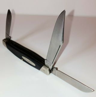 Vintage Buck Stockman Knife Model 301 Folding 3 Blade Black Sawcut Handle