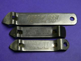3 Diff.  Vintage Arrow Beer Can Bottle Openers Globe Brewing Baltimore Maryland