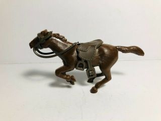 Marx Recast 60mm Brown Horse And Recast Cavalry Saddle.