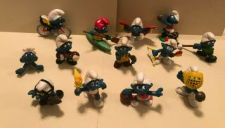 13 Smurf Sports Vintage Figures From 1970 
