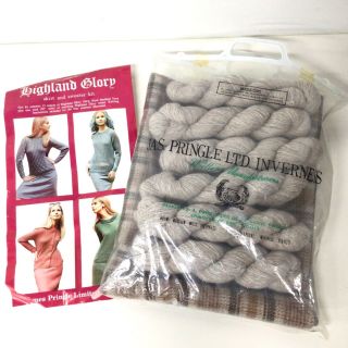 Vtg Pringle Shetland Wool Highland Glory Skirt & Sweater Knitting Kit 452